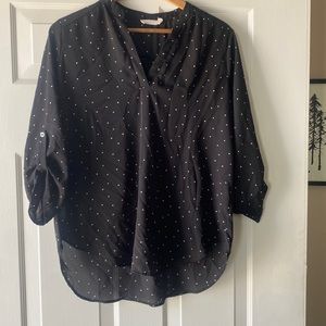Black Polka dot blouse size Large